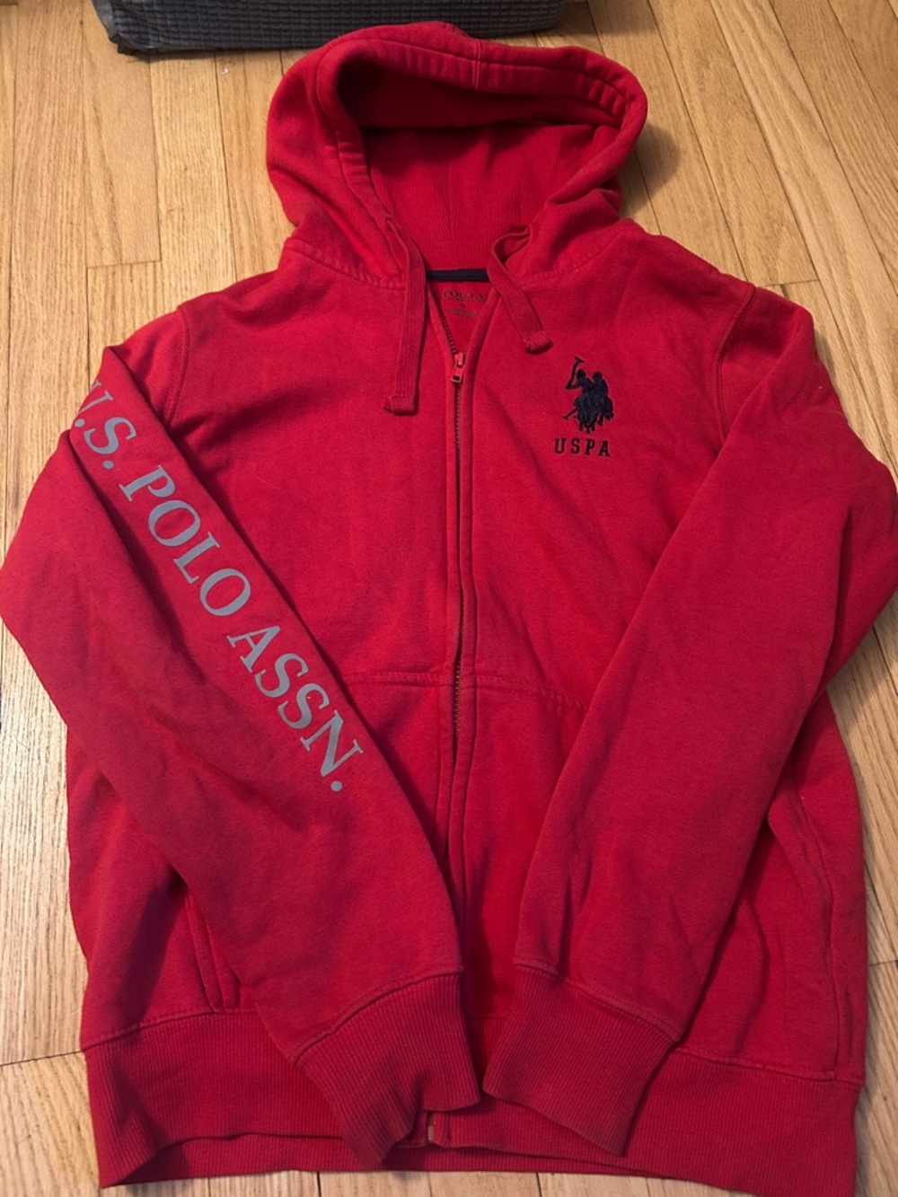 U.S. Polo Assn. Bright Red Full-Zip Hoodie with Logo